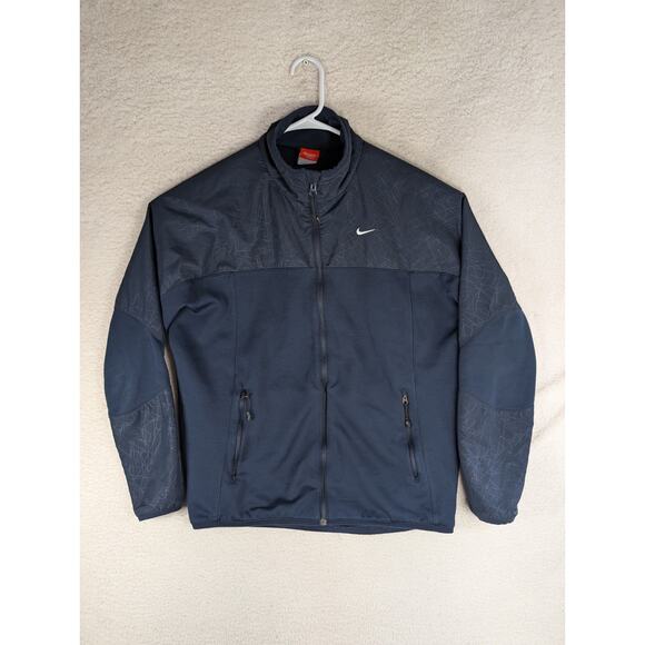 Nike Air Knit Windbreaker Track Jacket Mens Large Blue Athletic Dept Full Zip - Picture 1 of 16